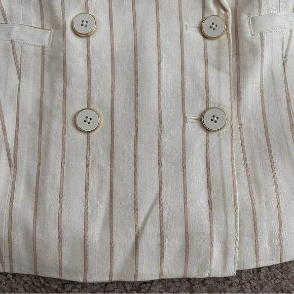 Paige Rosette Stripe Double Breasted Linen Blend Blazer Womens 6 - Picture 11 of 14